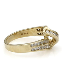 2 Row Diamond Ribbon Bypass Ring