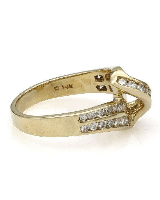 2 Row Diamond Ribbon Bypass Ring