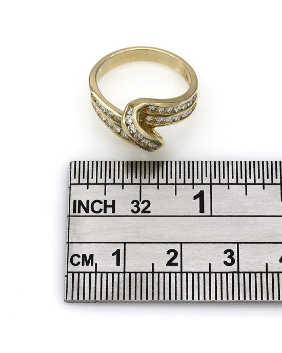 2 Row Diamond Ribbon Bypass Ring