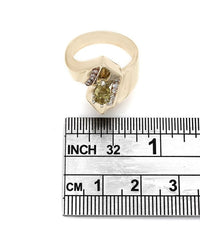 Yellow Pear and White Diamond Fashion Ring