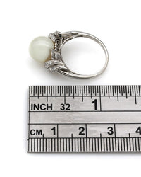 Pearl Solitaire Ring with Diamond Accents