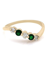 Alternating Diamond and Emerald Stack Ring
