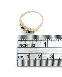 Alternating Diamond and Sapphire Stack Ring