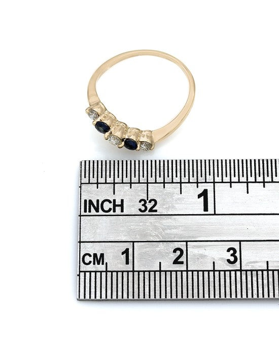 Alternating Diamond and Sapphire Stack Ring