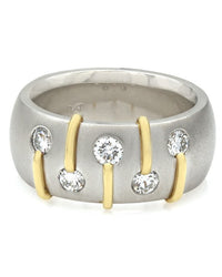 Platinum Diamond Band with 18KY Bar Accents