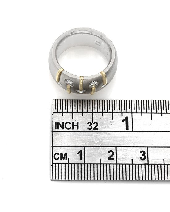 Platinum Diamond Band with 18KY Bar Accents