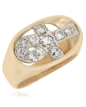 Diamond Ankh Cross Ring
