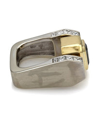 Emerald Cut Sapphire and Diamond Ring in Gold