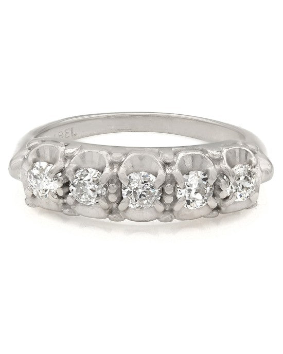Scalloped 5 Stone Diamond Ring