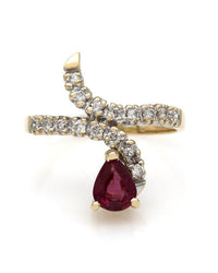 Ruby and Diamond Bypass Ring