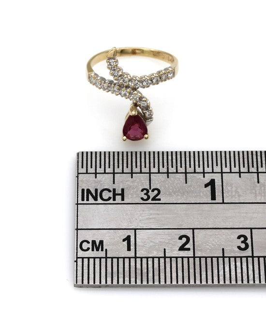 Ruby and Diamond Bypass Ring