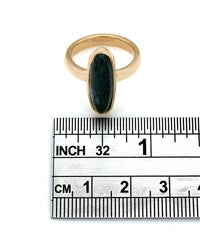 Elongated Moss Agate Ring in Gold