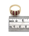 7 Row Alternating Ruby and Diamond Tapered Fashion Ring in Yellow Gold