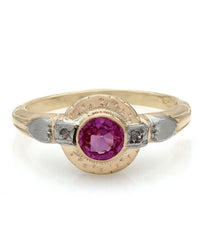 Pink Sapphire and Diamond Accent Two Tone Ring