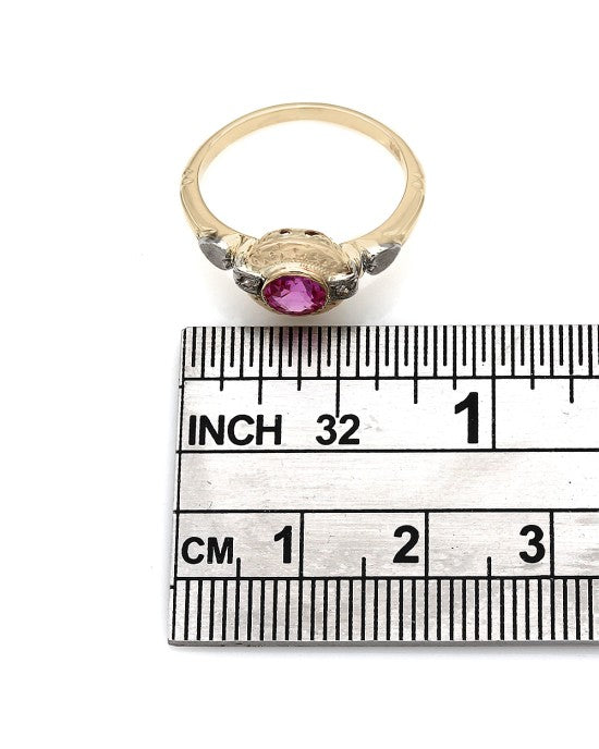 Pink Sapphire and Diamond Accent Two Tone Ring