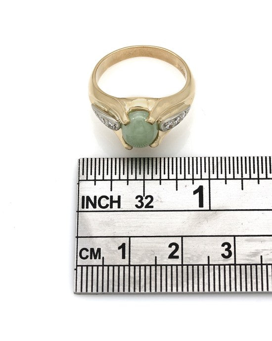 Jadeite and Diamond Accent Ring in Gold