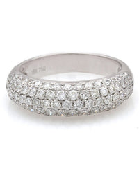 Diamond Pave Tapered Dome Ring in White Gold