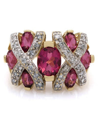 Pink Tourmaline and Diamond Double X Fashion Ring