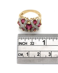 Pink Tourmaline and Diamond Double X Fashion Ring