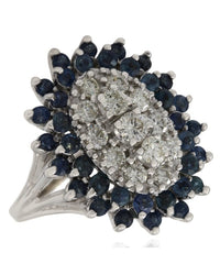Sapphire and Diamond Double Halo Pear Shape Ring