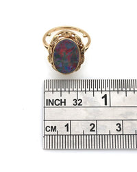 Oval Opal Leaf Halo Ring in Gold
