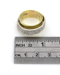 Two Tone Band in Band Diamond Pave Ring