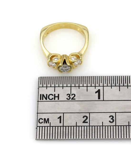 3 Stone Diamond Ring with Diamond Accent in Gold
