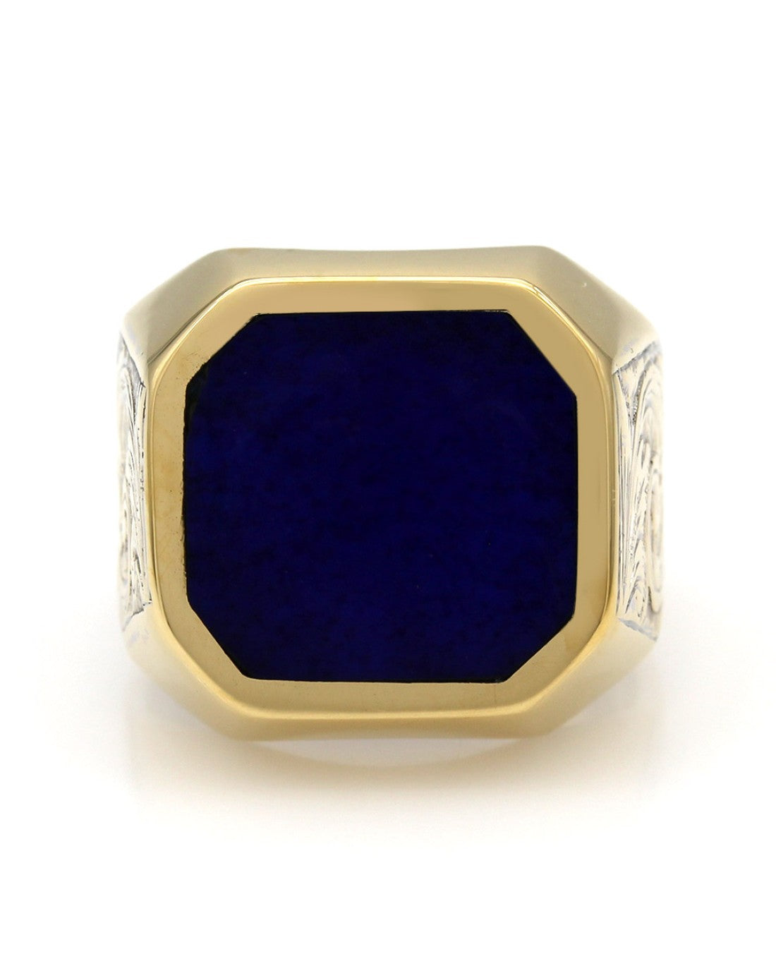 Octagon Top Lapis Ring with Scroll Sides