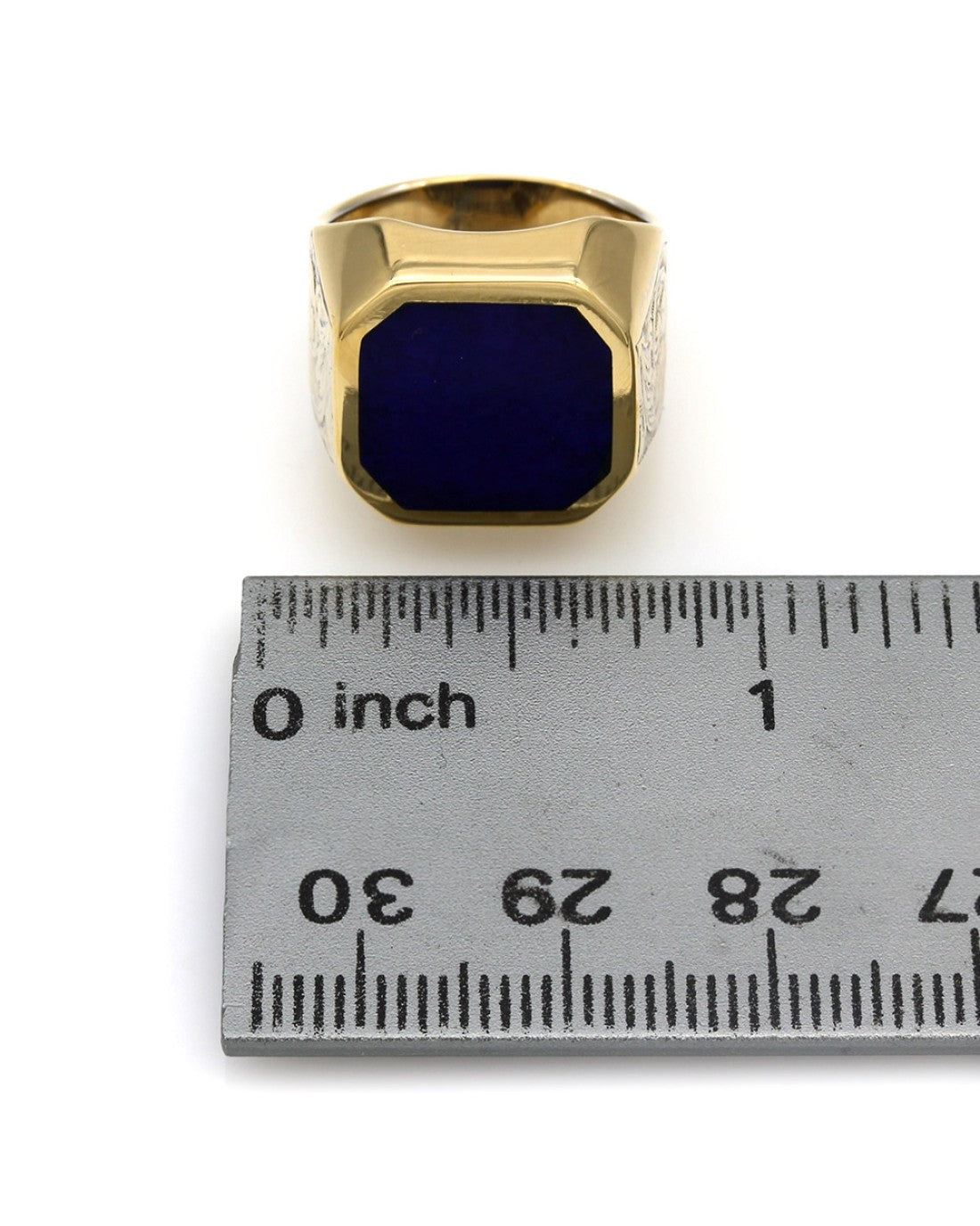 Octagon Top Lapis Ring with Scroll Sides