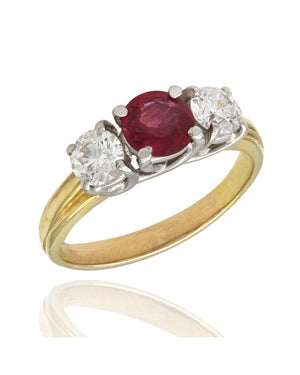 Three Stone Ruby and Diamond Ring