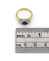 Three Stone Ruby and Diamond Ring
