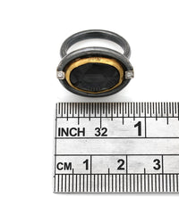 Lika Behar Oval Hematite Ring in Oxidized Silver and 18k Yellow Gold