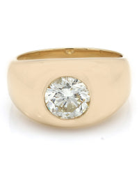 Gentlemans Domed Solitaire with Round Diamond in 14k Yellow Gold