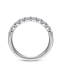 Gabriel & Co. Round Diamond Prong Set Band with Milgrain in 14k White Gold