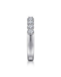 Gabriel & Co. Round Diamond Prong Set Band with Milgrain in 14k White Gold