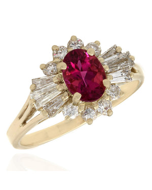 Pink Tourmaline and Diamond Ring in Gold