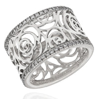 Cut Out Diamond Edge Band in White Gold