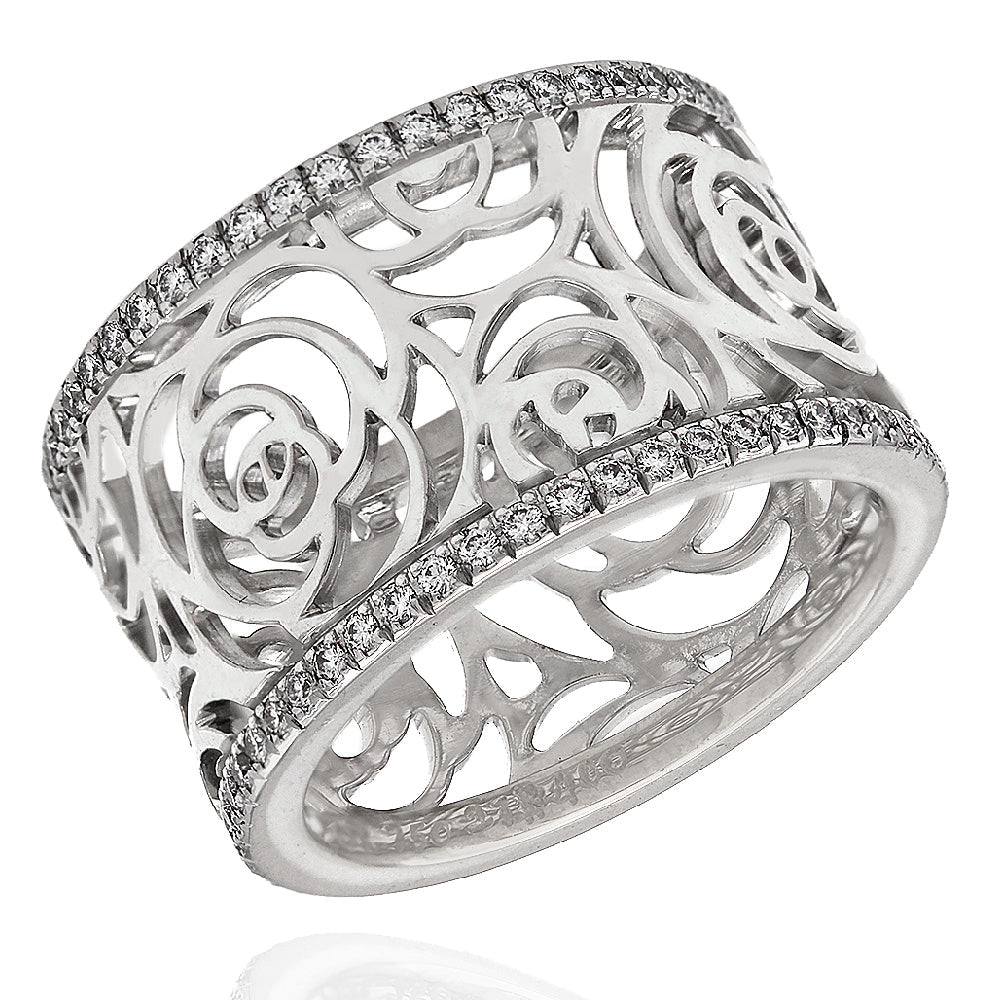 Cut Out Diamond Edge Band in White Gold
