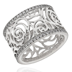 Cut Out Diamond Edge Band in White Gold