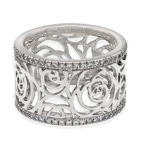 Cut Out Diamond Edge Band in White Gold