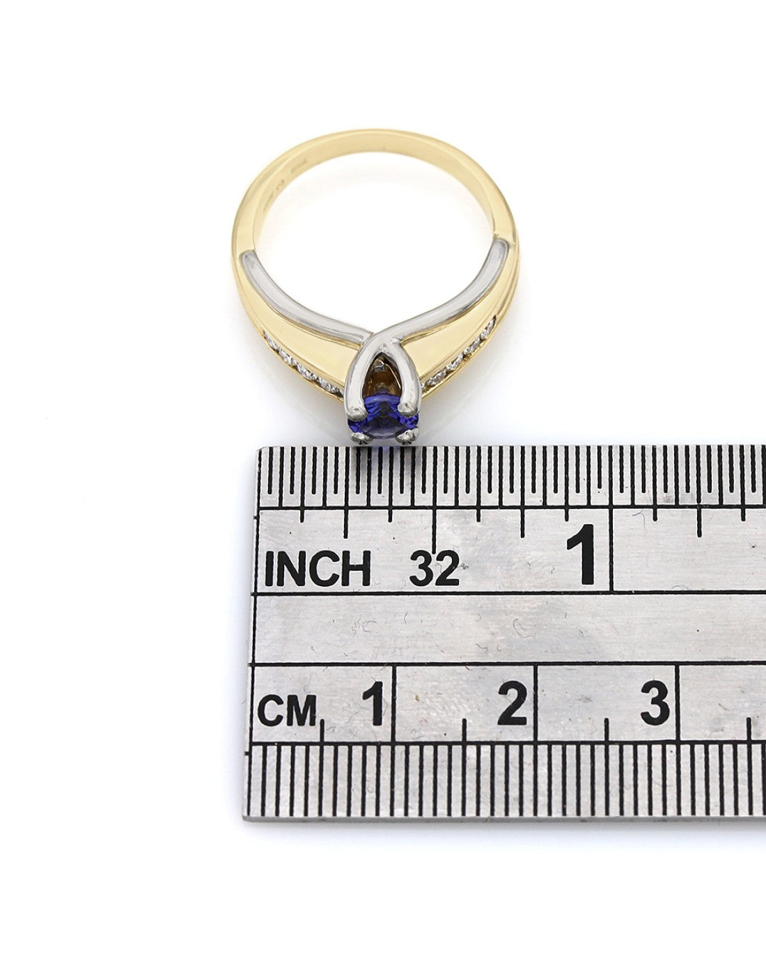 Tanzanite and Diamond Ring in 2 Tone Gold