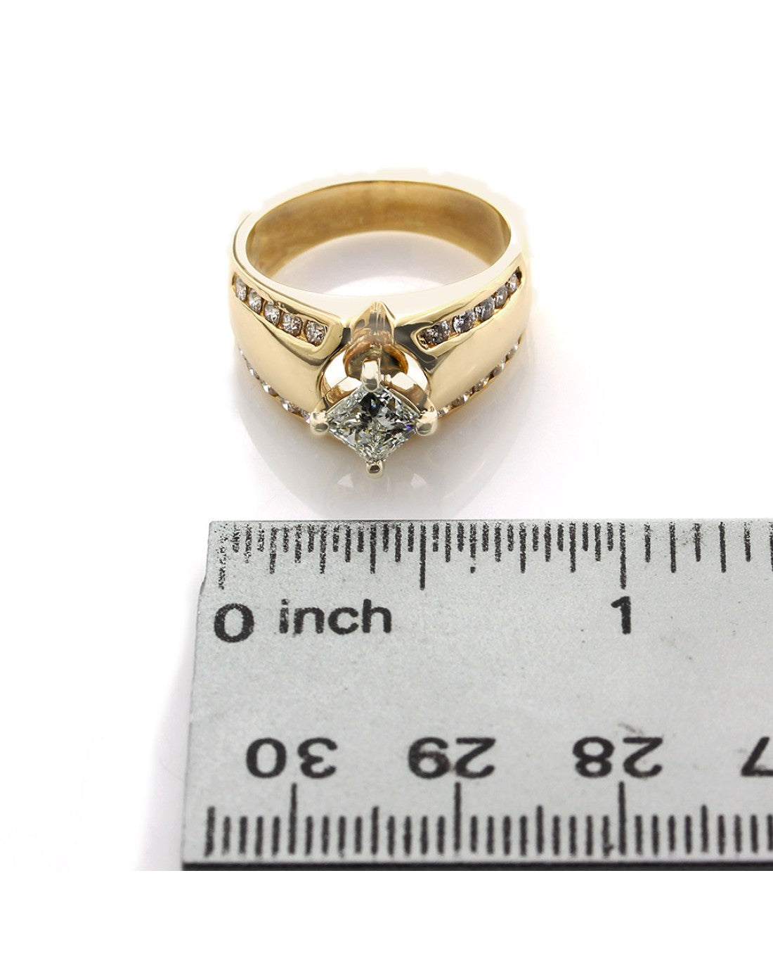 Princess Cut Diamond Solitaire Ring with Diamond Edging
