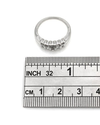 5 Row Alternating Round and Baguette Diamond Ring