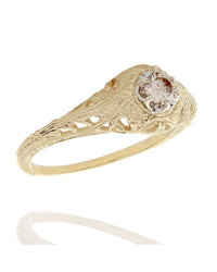 Textured Diamond Solitaire Ring in Gold