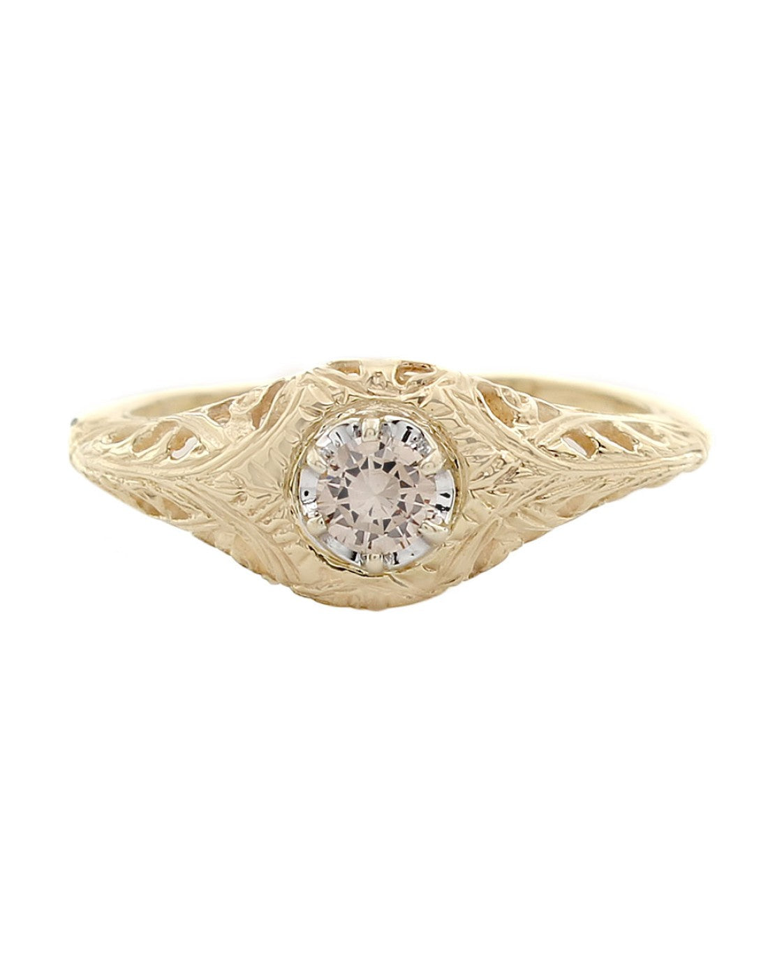 Textured Diamond Solitaire Ring in Gold