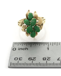 Jade Flower Motif Ring in Gold