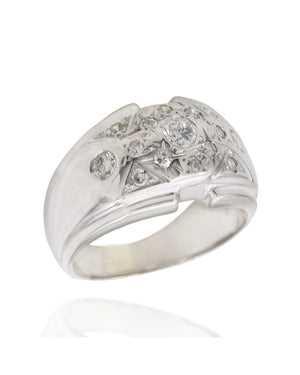 Mixed Cut Diamond Steo Edge Tapered Band