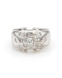 Mixed Cut Diamond Steo Edge Tapered Band