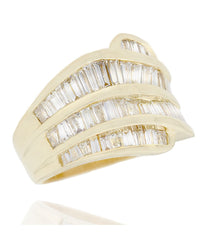 4 Row Baguette Diamond Bypass Ring