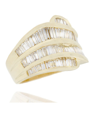 4 Row Baguette Diamond Bypass Ring